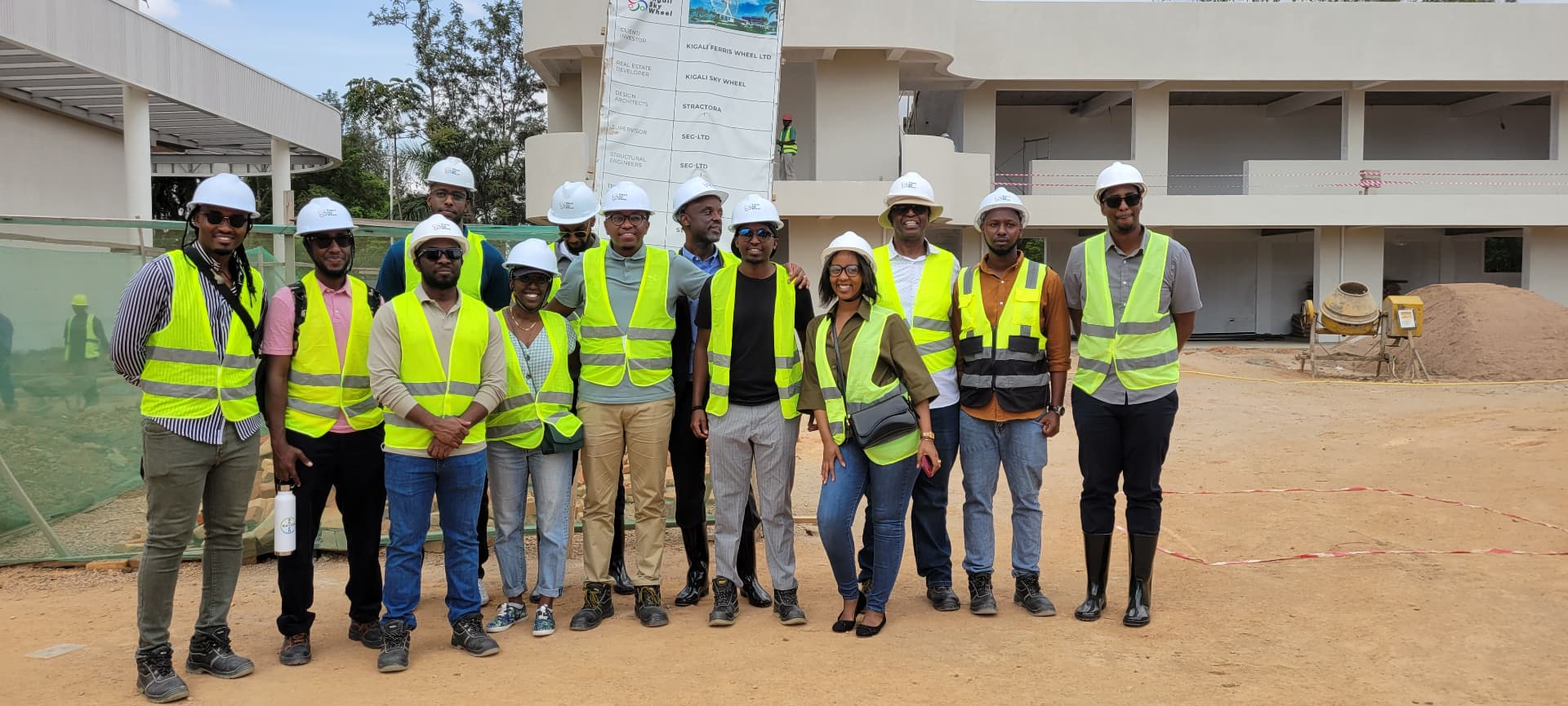 Diaspora delegation visiting a project site in Kigali